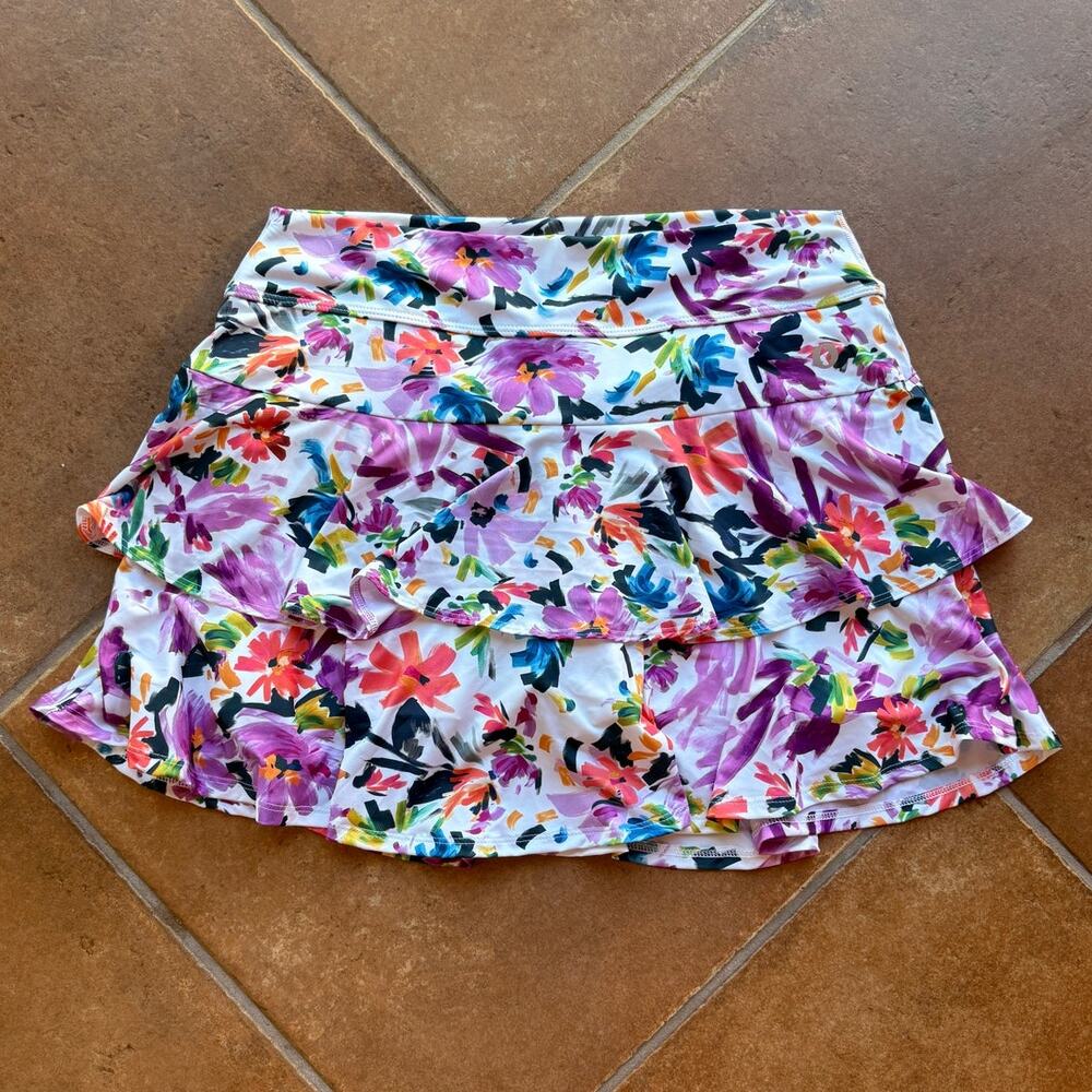 Dona Jo Athletic Skort w Floral Print and Ruffles for Golf, Netball  size XL/3 - Picture 10 of 11